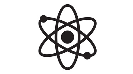 Atom icon simple flat vector glyph isolated on white background for science and technology designs