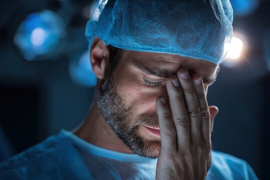 Stressed and tired surgeon after a difficult operation - Powered by Adobe