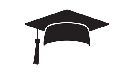 Graduation cap vector icon simple flat design element isolated on white background for education and academic achievement