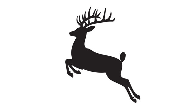 Black silhouette of a jumping deer vector illustration isolated on white background perfect for logo or decoration