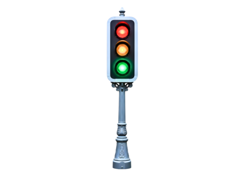 Traffic light with green light illuminated isolated on transparent background