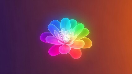 Vibrant rainbow flower blossom glowing softly against a gradient backdrop perfect for inspiring creativity and joy, use this mesmerizing floral art for your next project