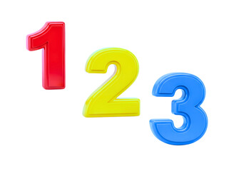 Naklejka premium Colorful plastic numbers one two three isolated on transparent background