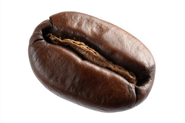 lonely coffee bean isolated on white background.