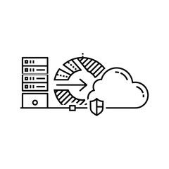 Secure cloud data migration from server infrastructure, depicting digital transformation and protected storage