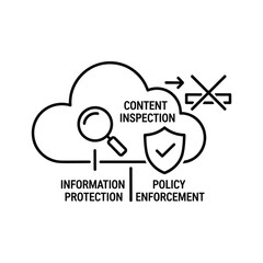 Cloud content inspection, information protection, and policy enforcement concept isolated on