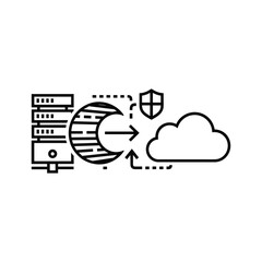 Data transfer from server to cloud with security protection, isolated on