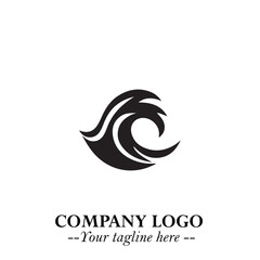 Fototapeta premium Elegant Black Wave Logo Symbol on a Clean White Background for Modern Minimalist Branding Design Art