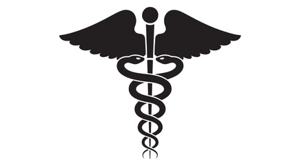 Caduceus medical symbol vector illustration of a traditional healthcare emblem isolated on white background