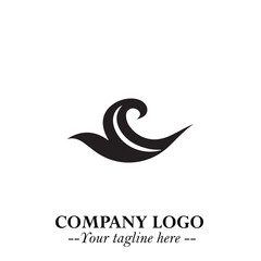 Fototapeta premium Elegant Black Wave Logo Symbol on a Clean White Background for Modern Minimalist Branding Design Art