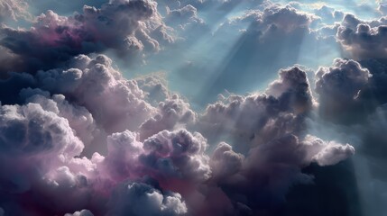 Fototapeta premium Serene View of Sunlight Glimmering Through Dramatic Clouds