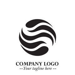Elegant Black Wave Logo Symbol on a Clean White Background for Modern Minimalist Branding Design Art
