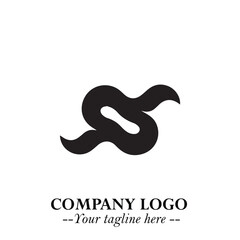 Elegant Black Wave Logo Symbol on a Clean White Background for Modern Minimalist Branding Design Art