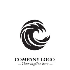 Elegant Black Wave Logo Symbol on a Clean White Background for Modern Minimalist Branding Design Art
