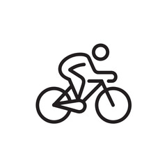 Obraz premium Cyclist line icon simple vector illustration of a person riding a bicycle isolated on white background