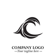 Elegant Black Wave Logo Symbol on a Clean White Background for Modern Minimalist Branding Design Art