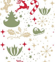 cute Christmas seamless pattern design, abstract vintage texture textile 