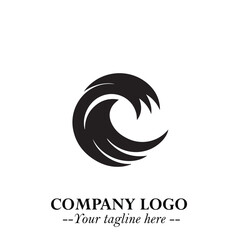Elegant Black Wave Logo Symbol on a Clean White Background for Modern Minimalist Branding Design Art