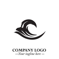 Elegant Black Wave Logo Symbol on a Clean White Background for Modern Minimalist Branding Design Art