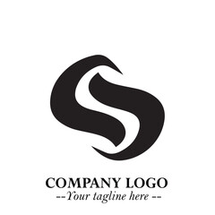 Elegant Black Wave Logo Symbol on a Clean White Background for Modern Minimalist Branding Design Art