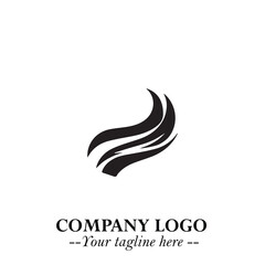 Elegant Black Wave Logo Symbol on a Clean White Background for Modern Minimalist Branding Design Art