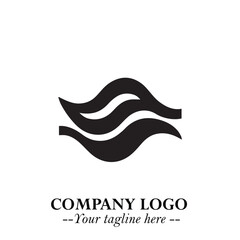 Elegant Black Wave Logo Symbol on a Clean White Background for Modern Minimalist Branding Design Art
