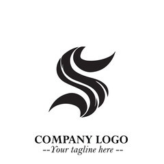 Elegant Black Wave Logo Symbol on a Clean White Background for Modern Minimalist Branding Design Art