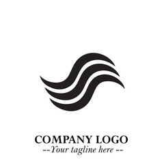 Elegant Black Wave Logo Symbol on a Clean White Background for Modern Minimalist Branding Design Art