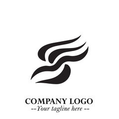 Elegant Black Wave Logo Symbol on a Clean White Background for Modern Minimalist Branding Design Art