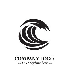 Elegant Black Wave Logo Symbol on a Clean White Background for Modern Minimalist Branding Design Art