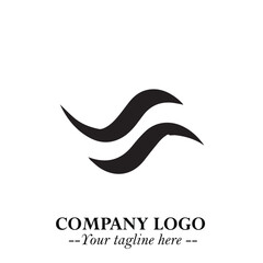 Elegant Black Wave Logo Symbol on a Clean White Background for Modern Minimalist Branding Design Art