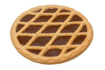 Chocolate crostata on transparent background PNG isolated Italian tart dessert