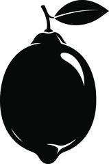 Elegant black and white lemon silhouette with leaf perfect for design elements and creative projects simple and modern illustration