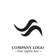 Elegant Black Wave Logo Symbol on a Clean White Background for Modern Minimalist Branding Design Art