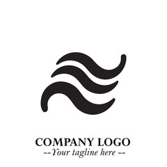 Elegant Black Wave Logo Symbol on a Clean White Background for Modern Minimalist Branding Design Art