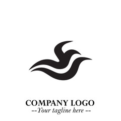 Elegant Black Wave Logo Symbol on a Clean White Background for Modern Minimalist Branding Design Art