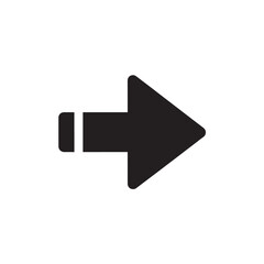 Simple right arrow icon flat vector glyph design isolated on white background for user interface and navigation