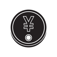 Obraz premium Yen coin icon simple flat vector glyph isolated on white background for financial applications and web design