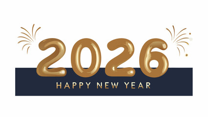 Golden 2026 new year celebration with fireworks and a happy new year message