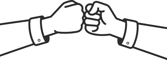Fist Bump Gesture Outline Illustration.