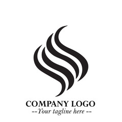 Naklejka premium Elegant Black Wave Logo Symbol on a Clean White Background for Modern Minimalist Branding Design Art