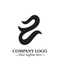 Obraz premium Elegant Black Wave Logo Symbol on a Clean White Background for Modern Minimalist Branding Design Art