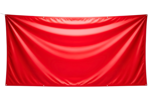 Vibrant red fabric draped and folded isolated on transparent background