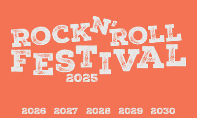 A bold vector graphic title for a rock n' roll festival, featuring distressed, grunge-style typography for a rugged, high-energy