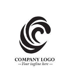 Obraz premium Elegant Black Wave Logo Symbol on a Clean White Background for Modern Minimalist Branding Design Art