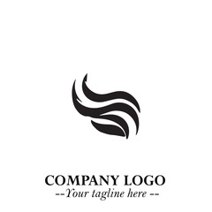 Obraz premium Elegant Black Wave Logo Symbol on a Clean White Background for Modern Minimalist Branding Design Art