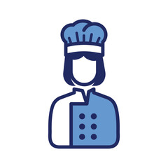 Blue Female Chef Illustration Vector Icon with Outline for Culinary Design