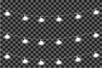 Black And Whight Hanging Light Bulb Pattern with Neon Glow &mdash; Vector Illustration