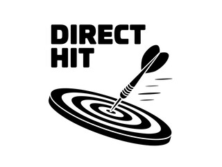 Direct hit bullseye target with dart for success concept icon