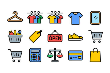 E-commerce and shopping line icon set for retail business needs